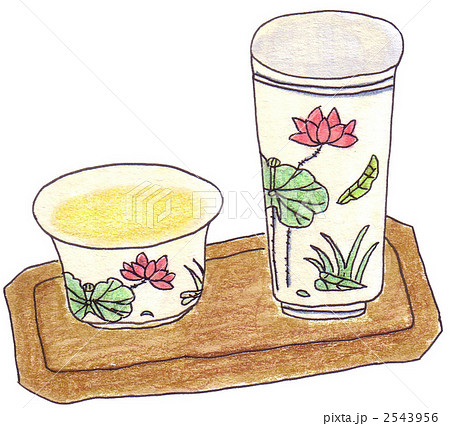 中国茶 聞香杯 凍頂烏龍茶のイラスト素材
