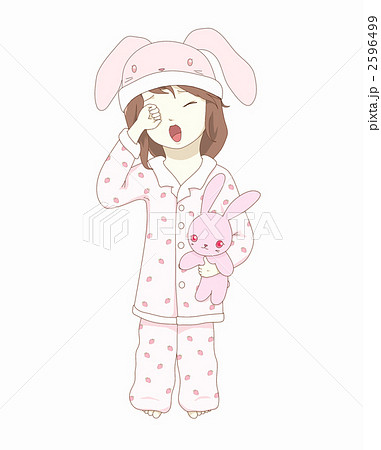 寝起き 女の子 パジャマのイラスト素材