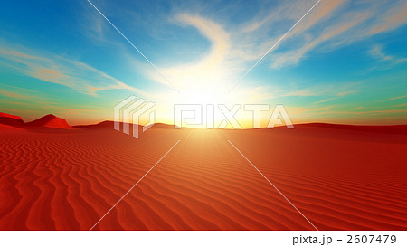 砂漠 太陽 地平線のイラスト素材