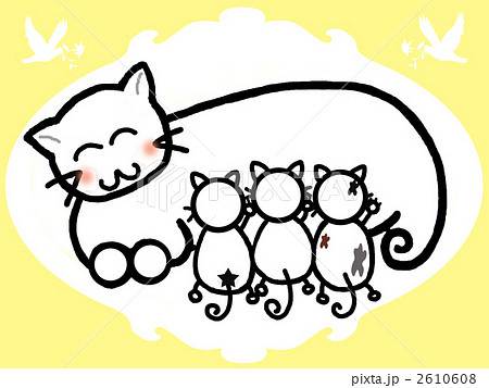 出産 猫 動物のイラスト素材
