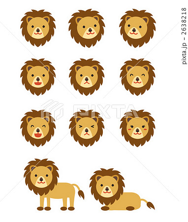 ライオンの表情別セット 全身のイラスト素材