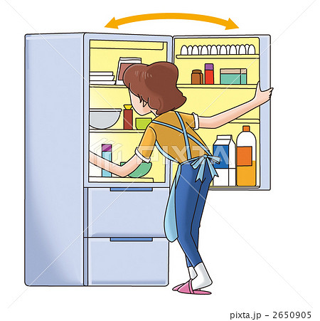 冷蔵庫の節電 大きく開けない のイラスト素材