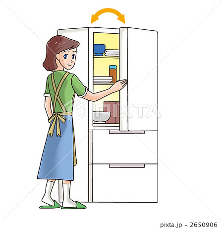 冷蔵庫の節電 控えめに開ける のイラスト素材