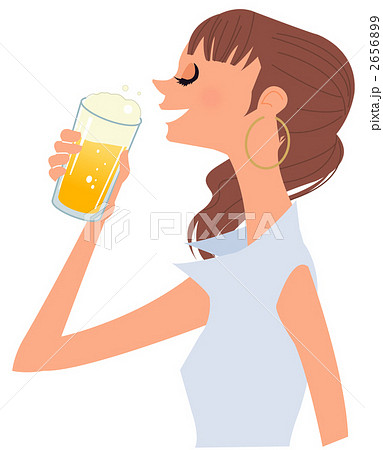 ビールを飲む女性のイラスト素材