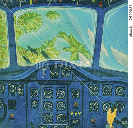 操縦席 コックピット 飛行機のイラスト素材