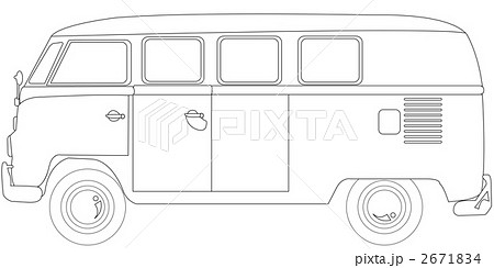 ワーゲンバス 乗用車 乗り物のイラスト素材 2671834 Pixta
