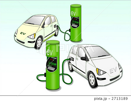 電気自動車と充電スタンド 2713189