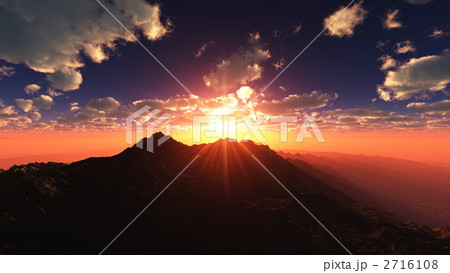 日の出 太陽 山のイラスト素材