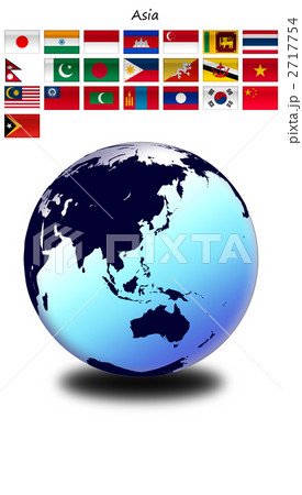 アジアの国旗と地球 2717754