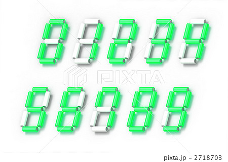乾電池のデジタル数字cg 斜め緑のイラスト素材