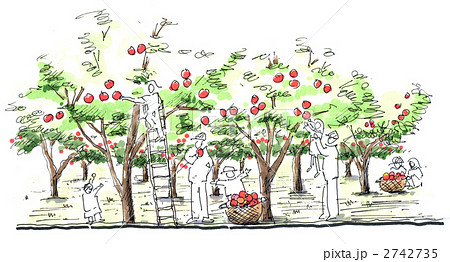 リンゴ狩りのイラスト素材 2742735 Pixta