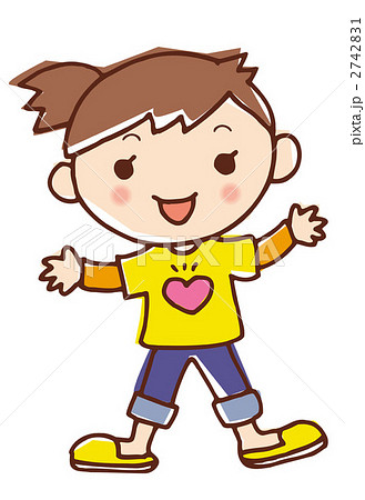 黄色いtシャツの女の子のイラスト素材