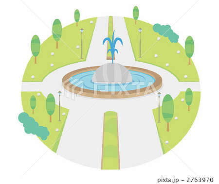 公園の噴水のイラスト素材