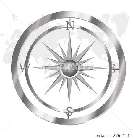 コンパスと世界地図のイラスト素材