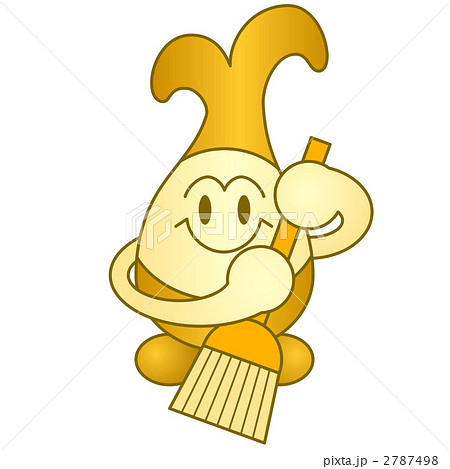 掃除 キャラクター マスコット アイコンのイラスト素材