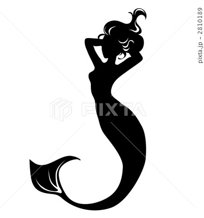 人魚のシルエットのイラスト素材