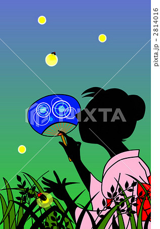 ゆかたで蛍狩り うちわを持って夕涼み ゆかたで蛍狩り うちわを持って夕涼み 2814016