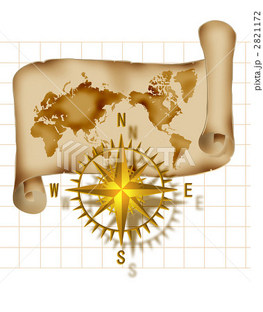 古い世界t図とコンパスのイラスト素材