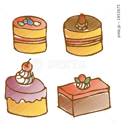 プチケーキ カットケーキ デコレーションケーキのイラスト素材