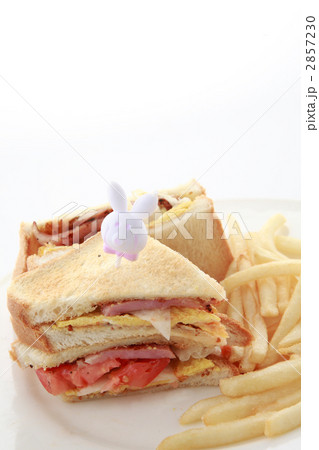 アメリカンクラブハウスサンドとポテト兔ピックつき アメリカンクラブハウスサンドとポテト兔ピックつき 2857230