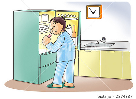 食生活 深夜の飲食 のイラスト素材