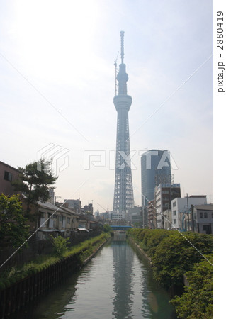 十間川に映る建設途中の東京スカイツリー 十間川に映る建設途中の東京スカイツリー 2880419