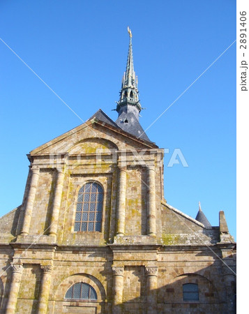 モンサンミッシェル 教会 ヨーロッパの写真素材
