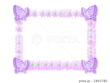 紫の蝶と花のメッセージボードのイラスト素材