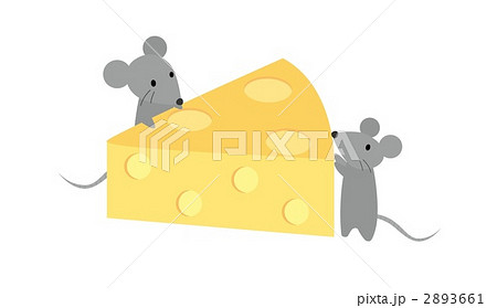 ネズミとチーズのイラスト素材
