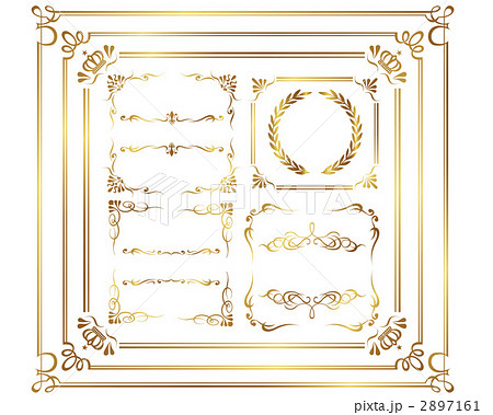 ゴールド フレーム 飾り罫 枠のイラスト素材
