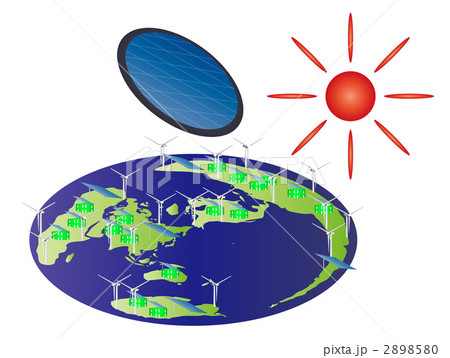 自然エネルギー ソーラー発電 太陽光発電のイラスト素材