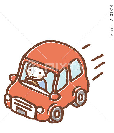 自動車 運転 鳥瞰のイラスト素材
