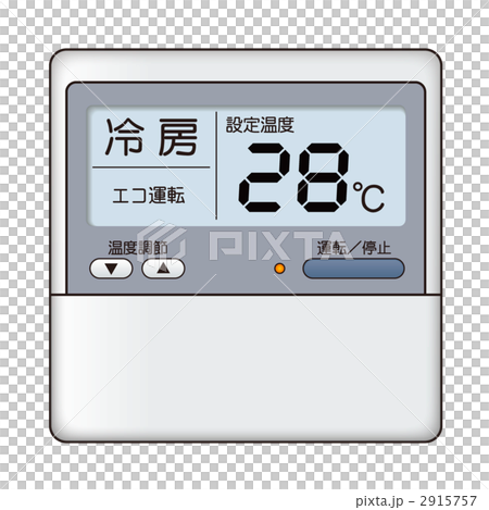 28度に設定されたエアコンのリモコンのイラスト素材