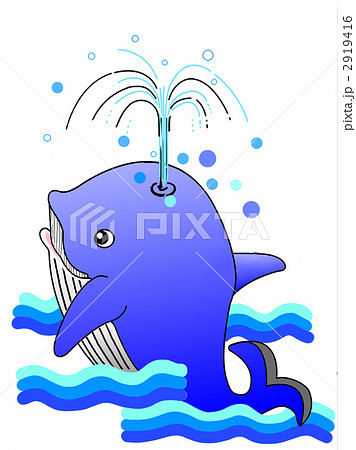 海の動物 潮吹き クジラのイラスト素材