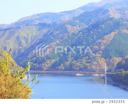 九頭竜湖の紅葉の写真素材