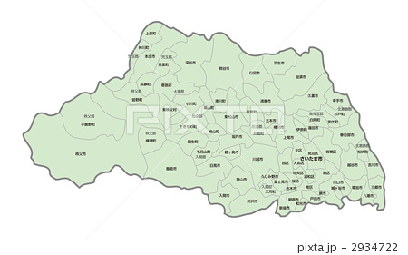 埼玉県地図 色付 地名有 のイラスト素材