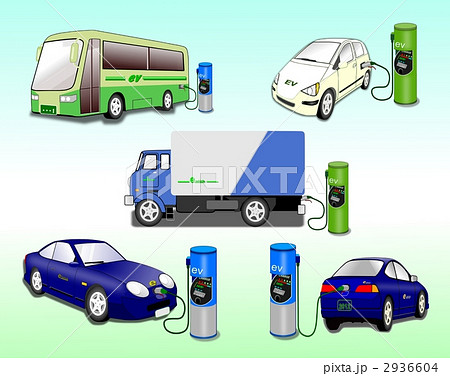 Ev電気自動車各種のイラスト素材