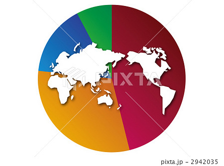 円グラフ 世界地図 マップのイラスト素材