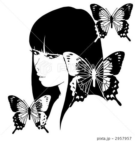 女の子と蝶々のイラスト素材