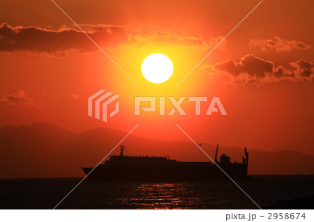 平砂浦海岸の夕陽 2958674
