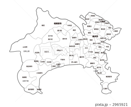 神奈川県地図 地名有 のイラスト素材