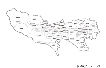 東京都地図 地名有 のイラスト素材 2965930 Pixta
