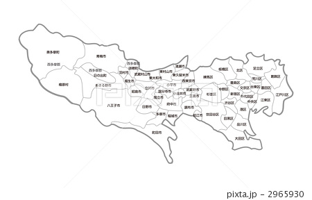 東京都地図 地名有 のイラスト素材