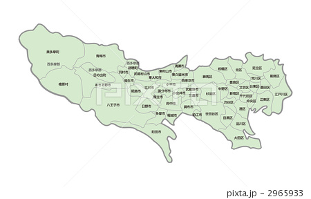 東京都地図 色付 地名有 のイラスト素材