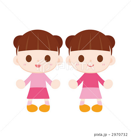 双子 女の子のイラスト素材