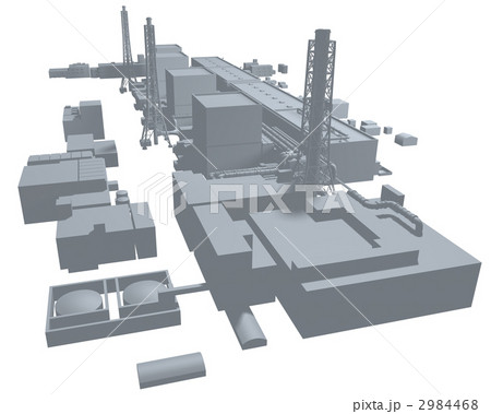 福島第一原発 シーン4 周辺施設全景 のイラスト素材