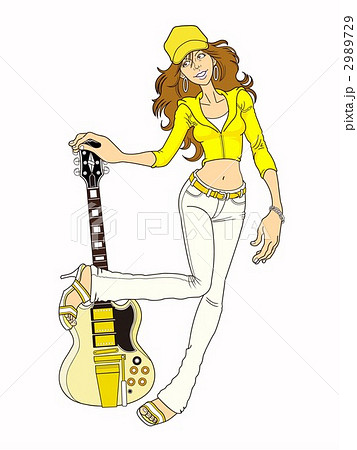 ギターを持った女の子のイラスト素材