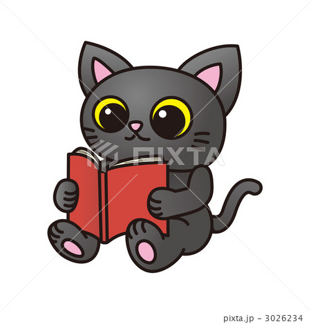 本を読む黒猫 3026234