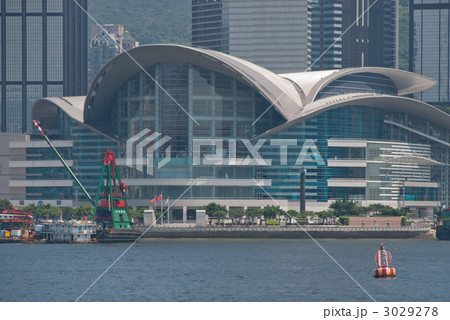 香港コンベンションセンター 香港エキシビションセンター 香港島の写真素材