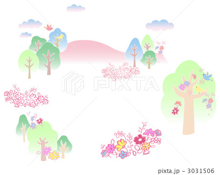 広葉樹 淡い イラストのイラスト素材